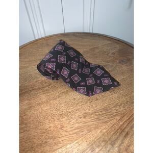 Andhurst Men's Designer Silk Tie Black with Red & Blue Geometric Pattern‎